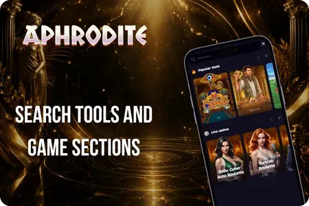 Search tools and game navigation at Aphrodite Casino